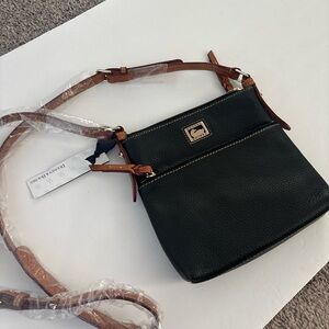 Dooney & Bourke Black and Brown Crossbody Bag with Leather Strap